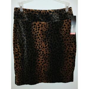 New Rafaella 8 Brown Black Animal Print Pencil Skirt Fall Winter Knee Length Med